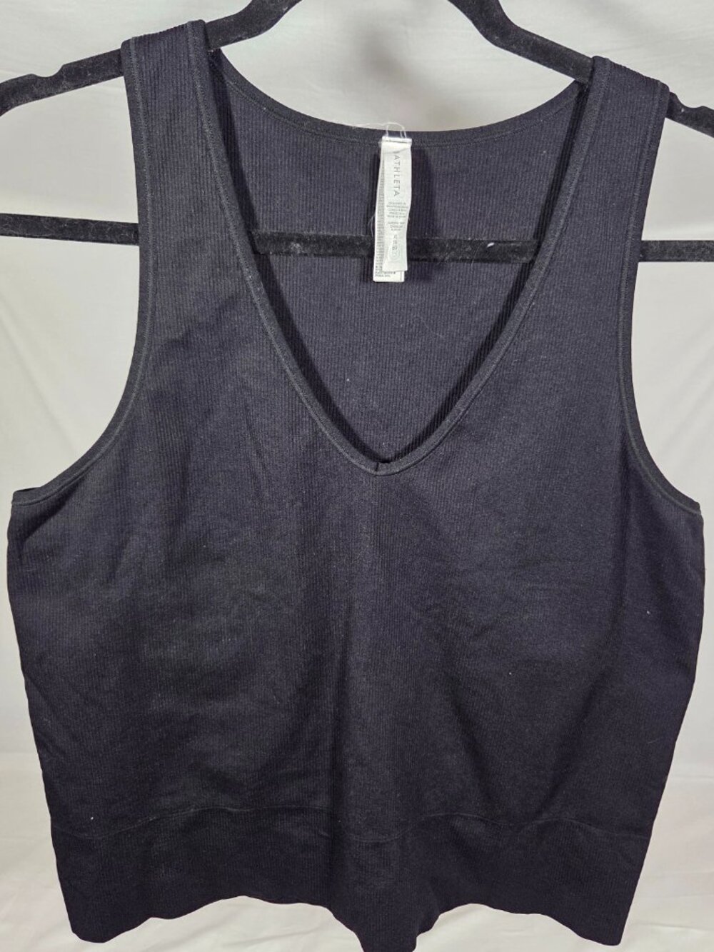 Women’s Athleta Size XL Black Nylon/Spandex Aurora Ribbed Tank